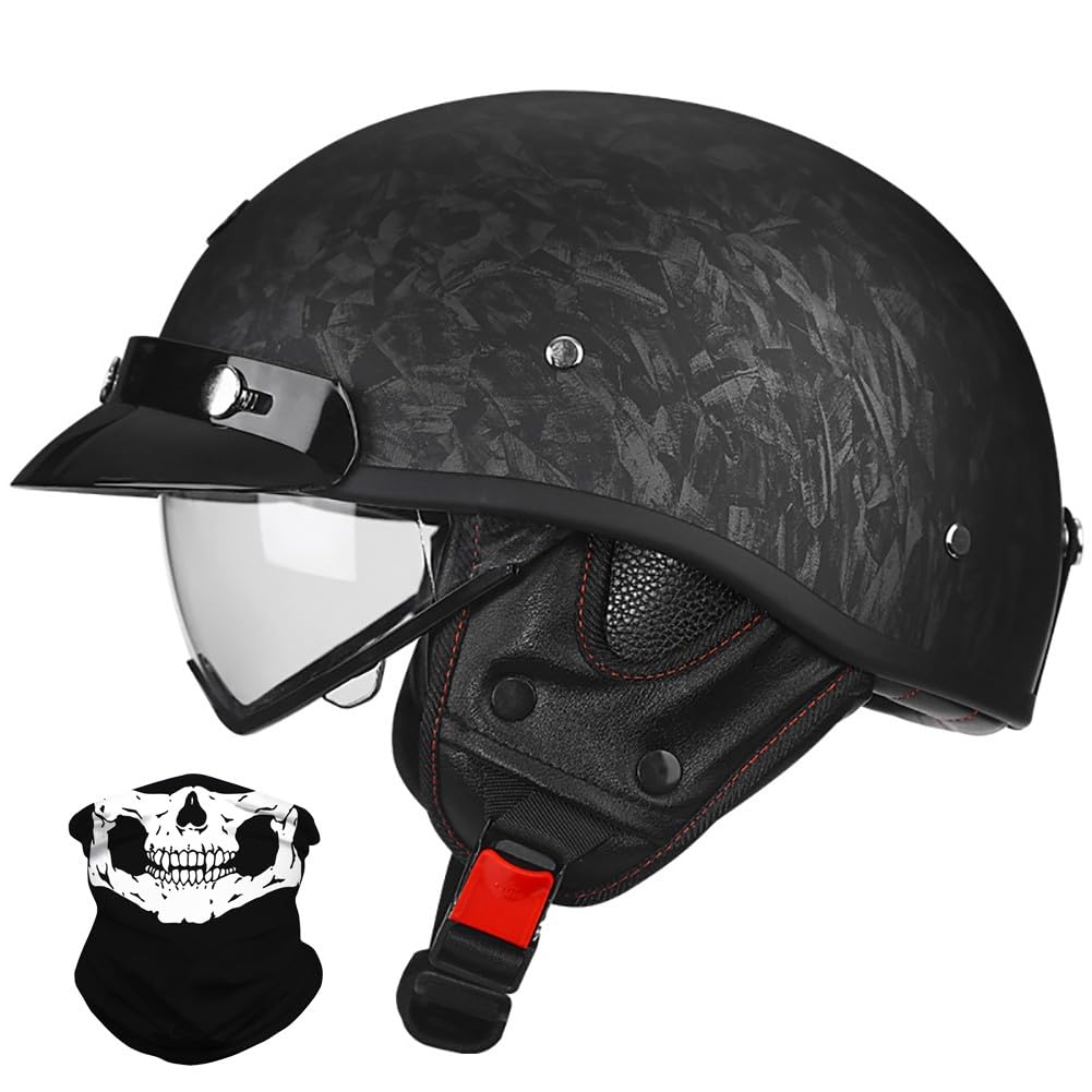 Uueybsg Men's A Vintage Motorcycle Half Helmet With Sun Visor Retro Open Face Motorbike Helmets With Djustable Quick Release Buckle Dot/Ece Pproved Dult Wo Bicycle Cruiser Scooter Helmet