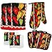 Cotton Printed Kitchen Dish Towels, Pot Holder and Oven Mitt, Set of 8 for Cooking, Baking, Housewarming, Host/Hostess, Wedding Registy, Mother's Day Gifts-Caliente