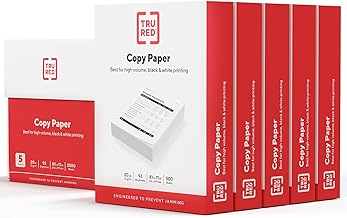 TRU RED Copy Paper, 8.5" x 11" Sheet Size, 92 Brightness, 20 lbs., Smooth Finish White Paper (500 Sheets/Ream, 5 Reams/Carton)