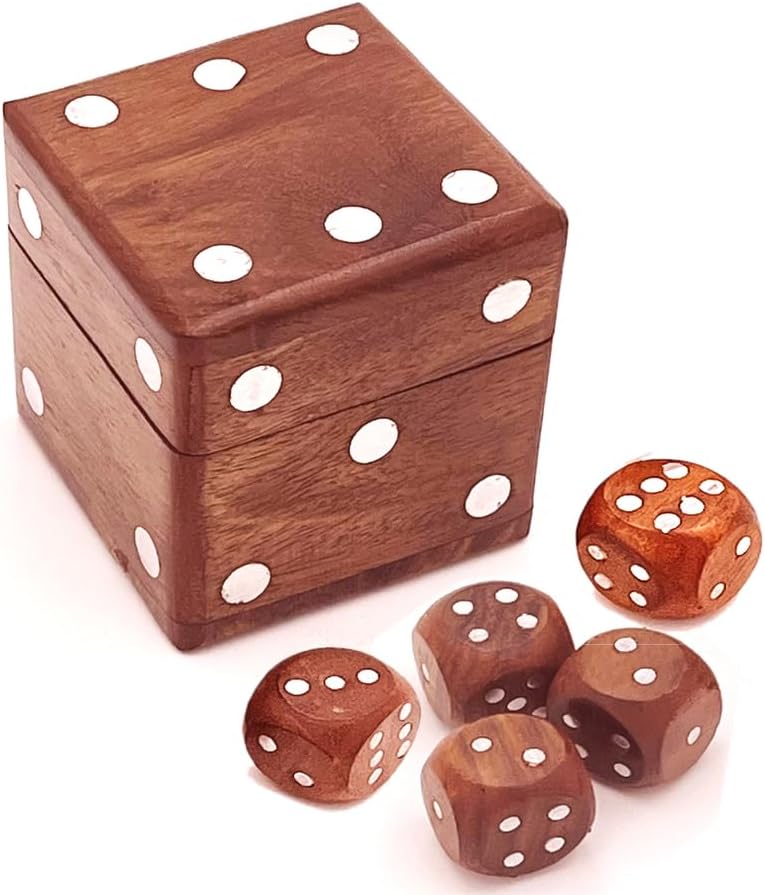 - Wooden Cube Set for Ludo - Includes 1 Big Dice and 5 Small Ludo Dice - Natural Wood - Useful for Board Games, Family Fun, and Game Night Essentials