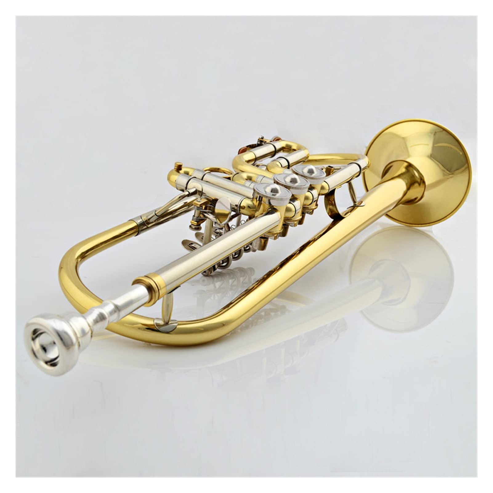 B-Flat-Trompete-Flache Schlüssel-Trompete Lackiertes Gold-Messing-Trompeten-Musikinstrument Trompeten Anfänger