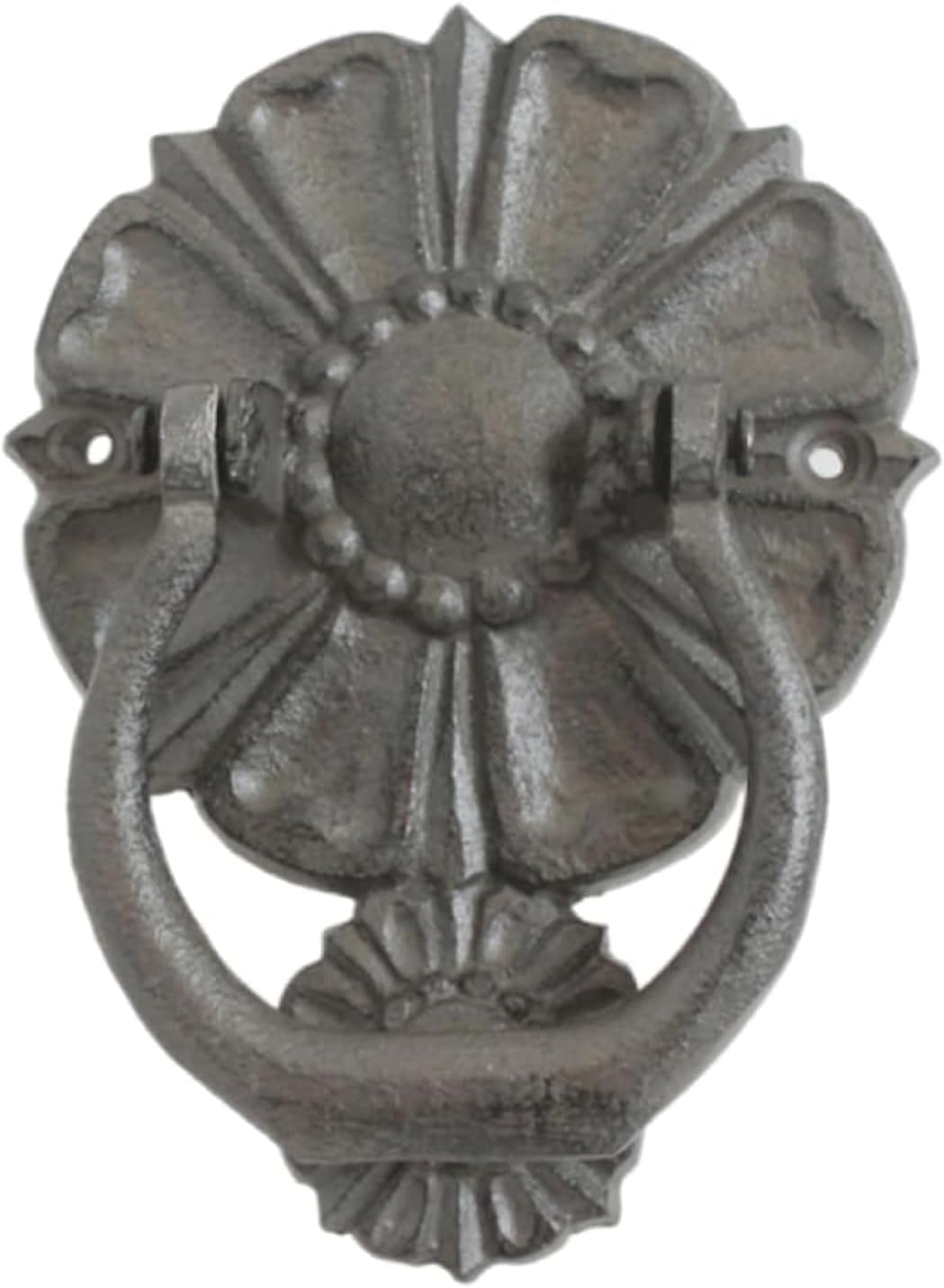TIST Iron Door Knocker Petal Shaped Door Handle Solid Casting Iron Door Knock Furniture Door Ring Knocker Front Door Decorative Surface-Mounted Installation
