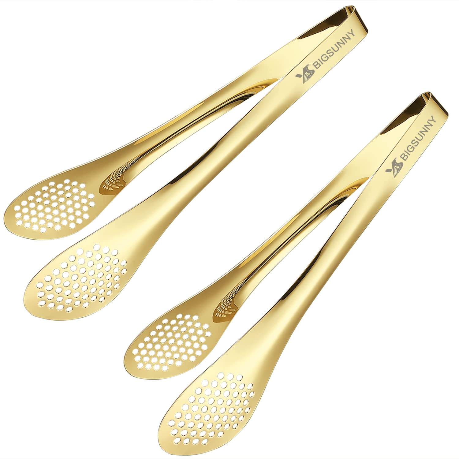 BIGSUNNY Pinzas para Buffet de Acero Inoxidable 11" Doradas para Cocinar y Servir
