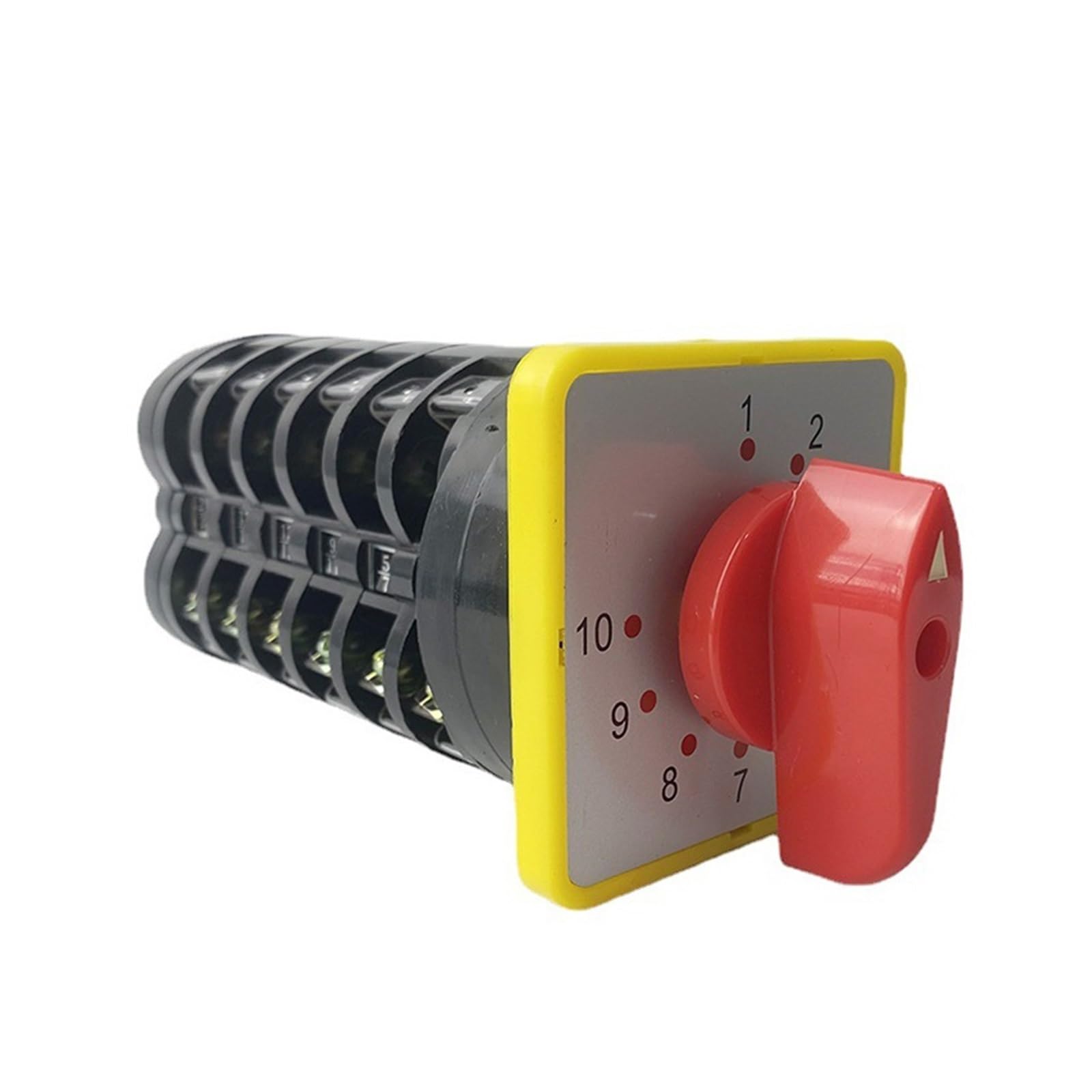 JGNAYRKJQI 10 Position LW5-16/6 Rotary Cam Switch 6 Pole 16A Amp Square Plate Changeover Knob Selector Silver Contact