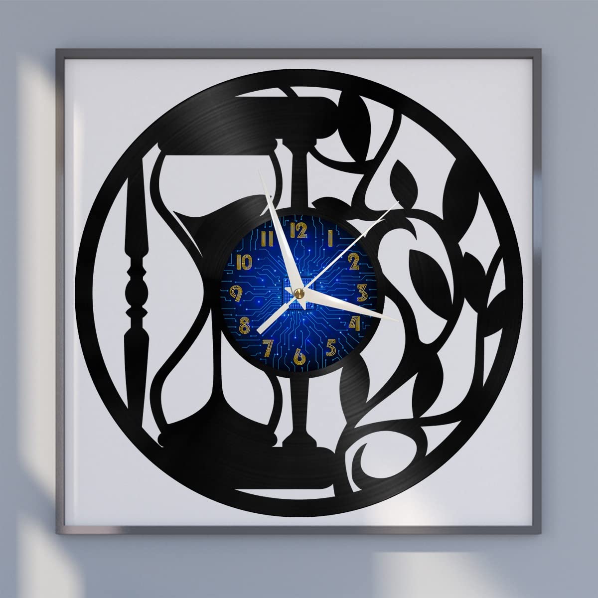 Horloge murale en vinyle pour cuisine et maison style sablier vintage vcsfr