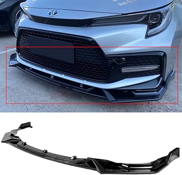 FITS 2020-2021 TOYOTA COROLLA SEDAN SE/XSE GLOSSY BLACK V STYLE FRONT BUMPER LIP
