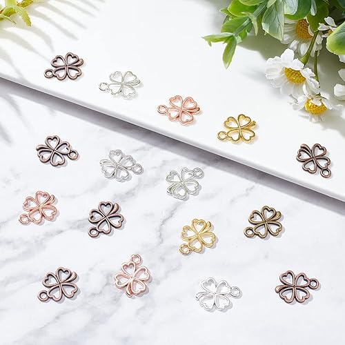 Miniatura 5 de DICOSMETIC 250 dijes de trébol de cuatro hojas de 5 colores estilo tibetano de aleación de trébol de la suerte encantos del día de San Patricio para