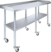 Vista 11 de AmGood Mesa de trabajo comercial con protector contra salpicaduras y salpicaduras laterales con ruedas NSF