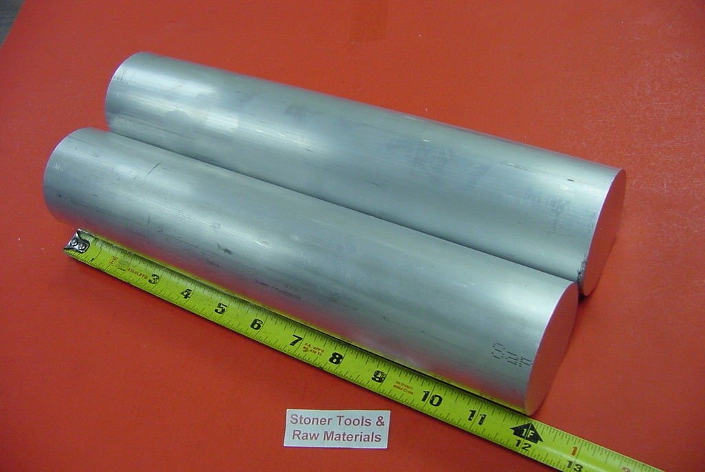 2 Pieces 2-1/4" Aluminum 6061 Round Rod 12" Long +.07"/-0 Solid Extruded T6511 Bar Stock 2.25" OD