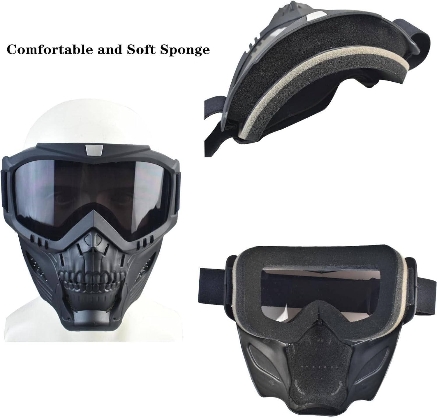 Airsoft Mask Full Face and Paintball Mask with Detachable Anti Fog Goggles & Airsoft Helmet with Tactical Headset,Ear Hearing Protection Noise Cancelling