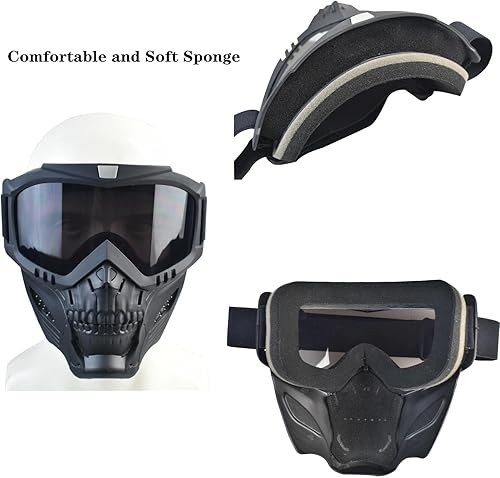 Miniatura 4 de Máscara de Airsoft de cara completa y paintball con gafas antivaho desmontables y casco de Airsoft con auriculares tácticos, protección auditiva