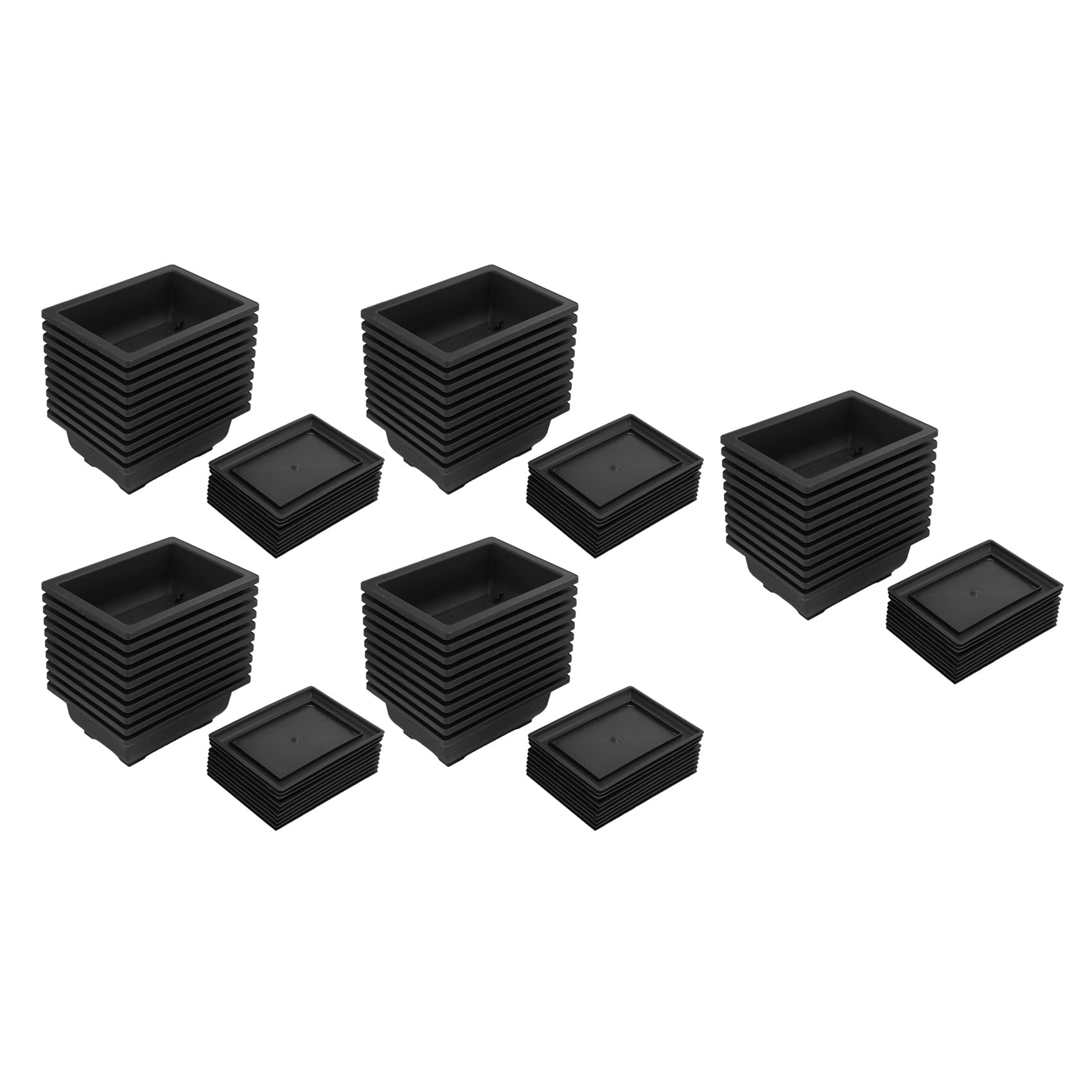 Paquete de 50 macetas de bonsái con macetas de plástico para crecimiento de plantas bonsái para sala de estar, balcón, 16,5 x 12 cm
