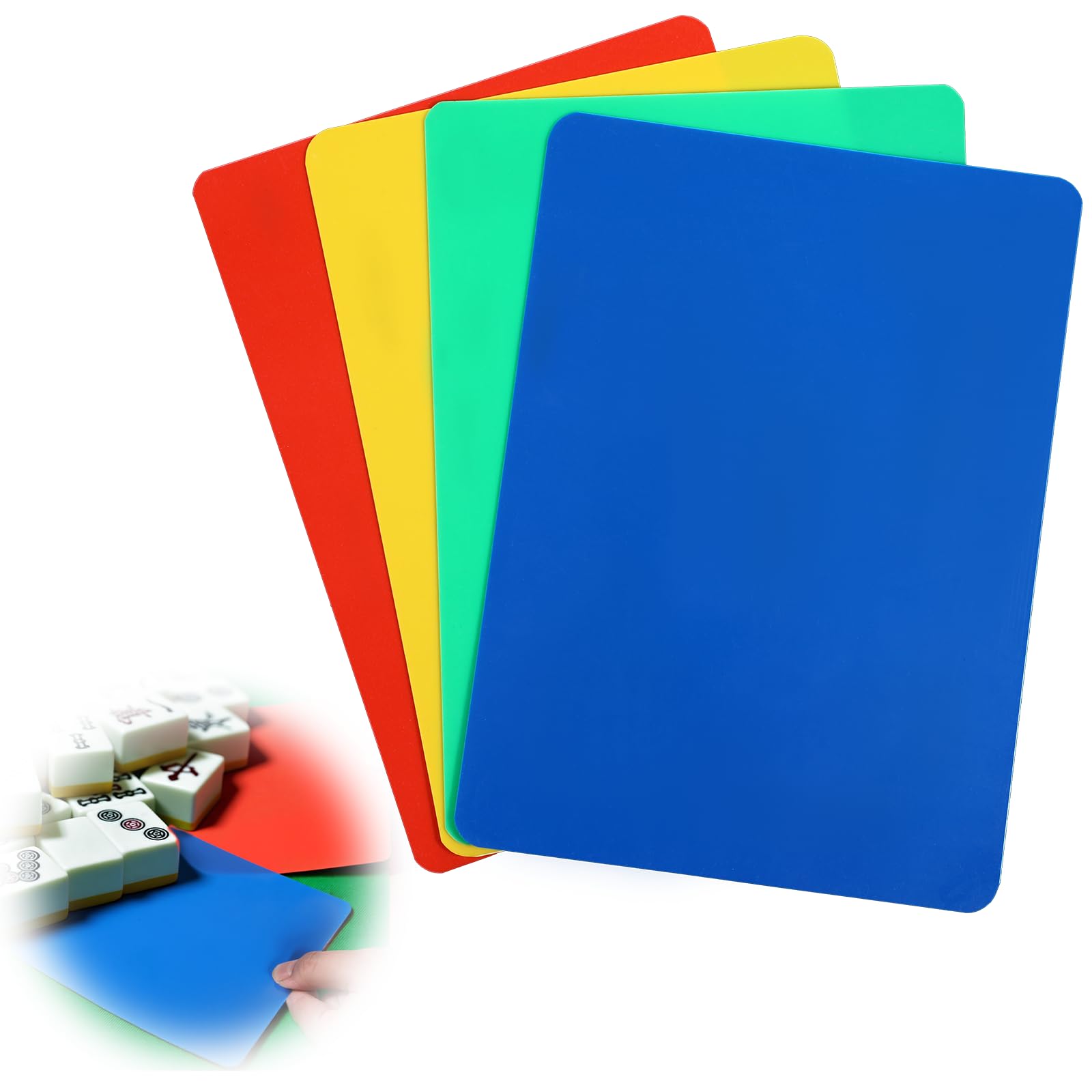 Aphumedc 4 Pcs Frosted Plastic Shuffler Mahjong Accessories Mahjong Tile Mixer for Mixing and Shuffling Gifts for Mahjongs Lovers Game Night with Family and Friends - Red Green Blue Yellow