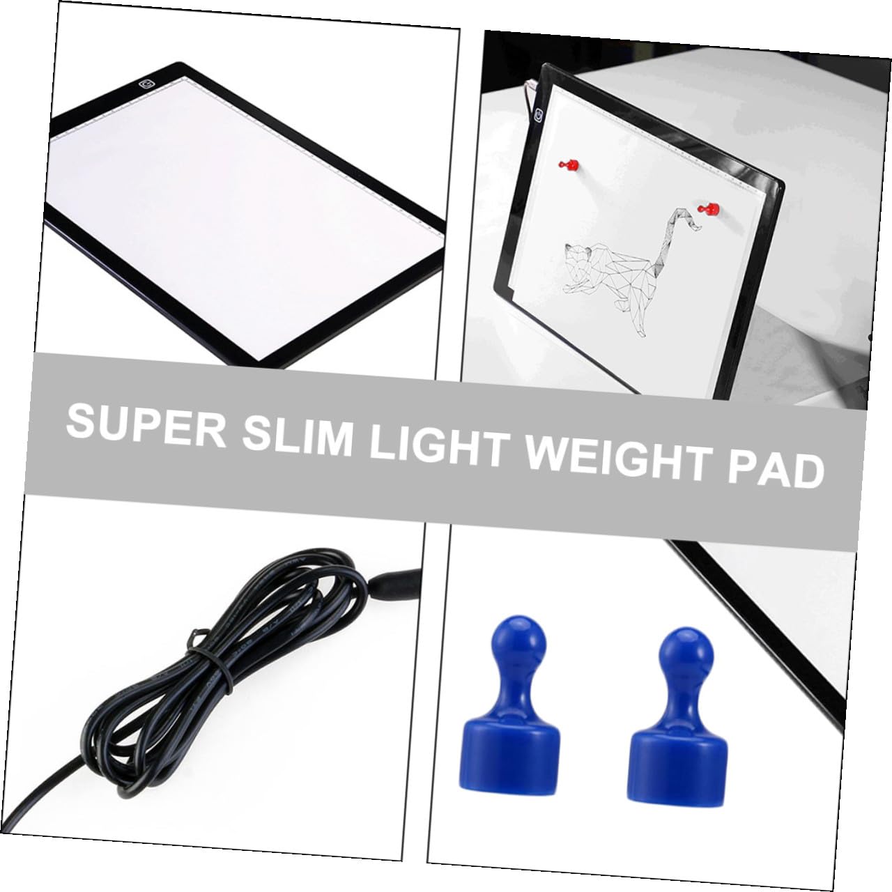 NIYANGLE Table Lumineuse A4 en Acrylique Blanc Câble USB et Aimants, Planche à Dessin Magnétique Légère pour Croquis et Pratique de Peinture