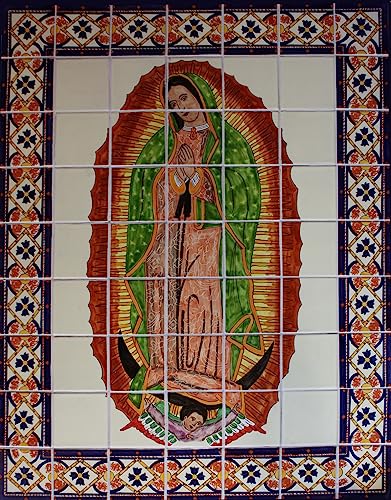 Our Lady Virgen De Guadalupe. Clay Talavera Tile Mural