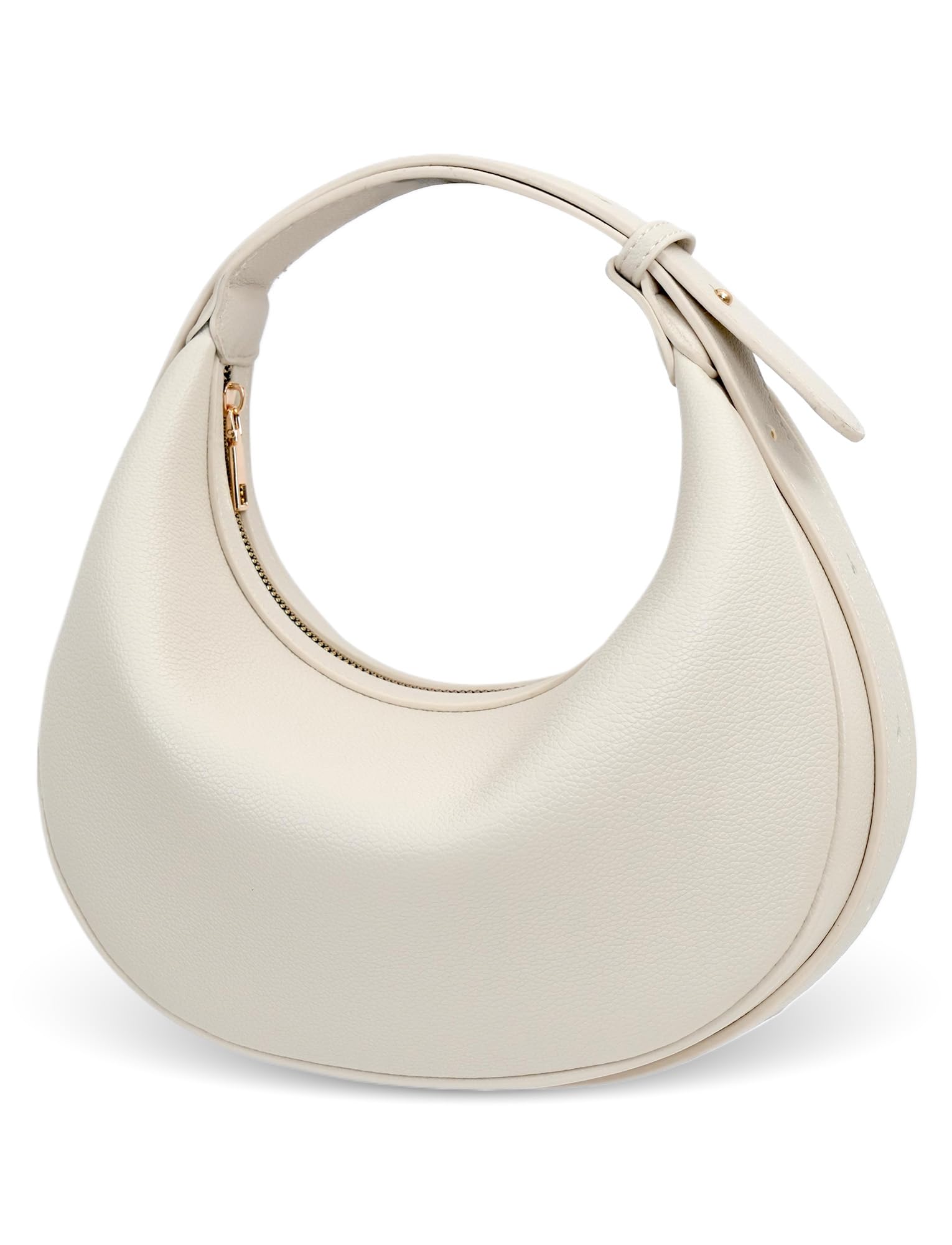 Ausing Crescent Moon Bag Lightweight Shoulder Purse Classic Hobo Clutch Shoulder Tote Clutch Handbags with 3 Zipper Closure Beige