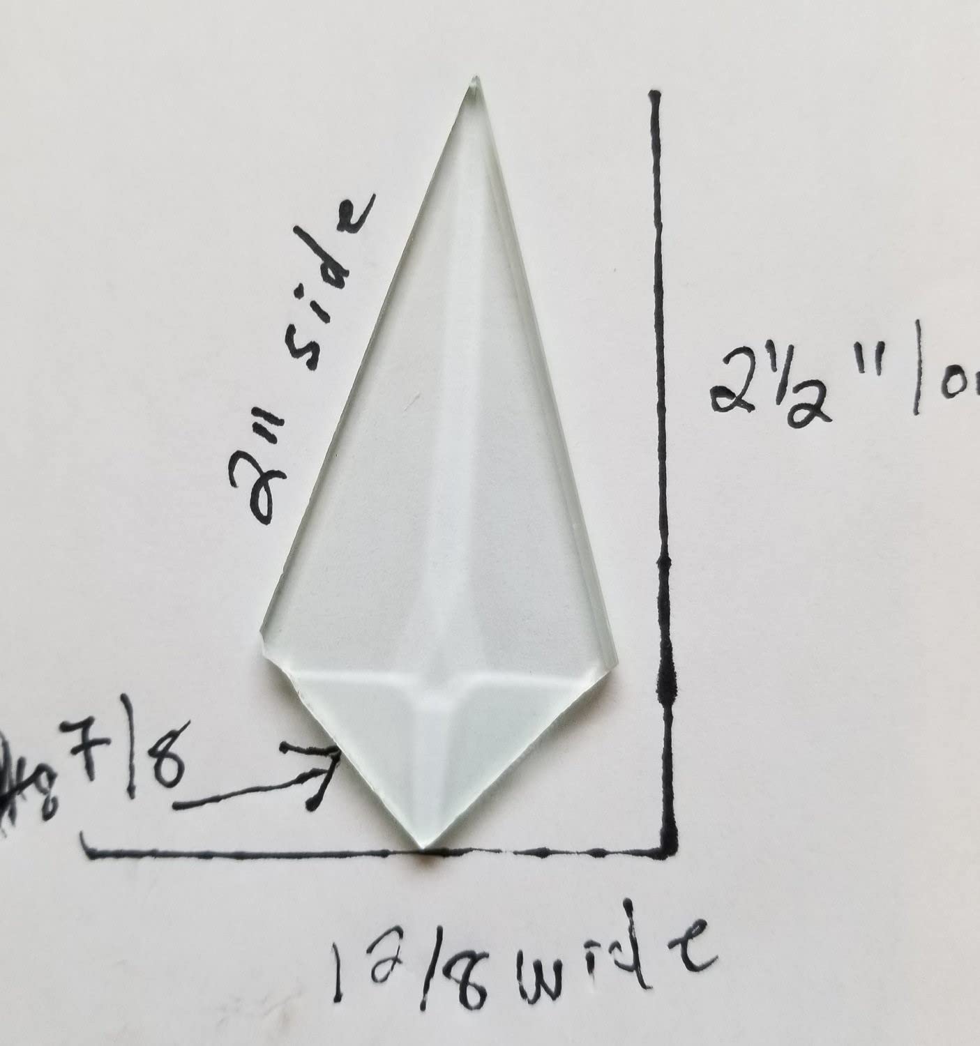 Teardrop Clear Glass Bevel 2 1/2 inches Long- Pack of 6