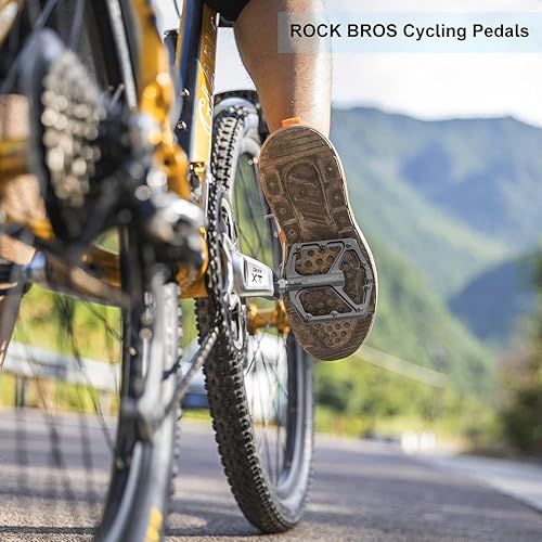 Miniatura 2 de ROCKBROS Pedales de bicicleta de montaña Pedales MTB Pedales planos de bicicleta de aluminio 9/16 "con empuñaduras de bicicleta de espuma de bloqueo