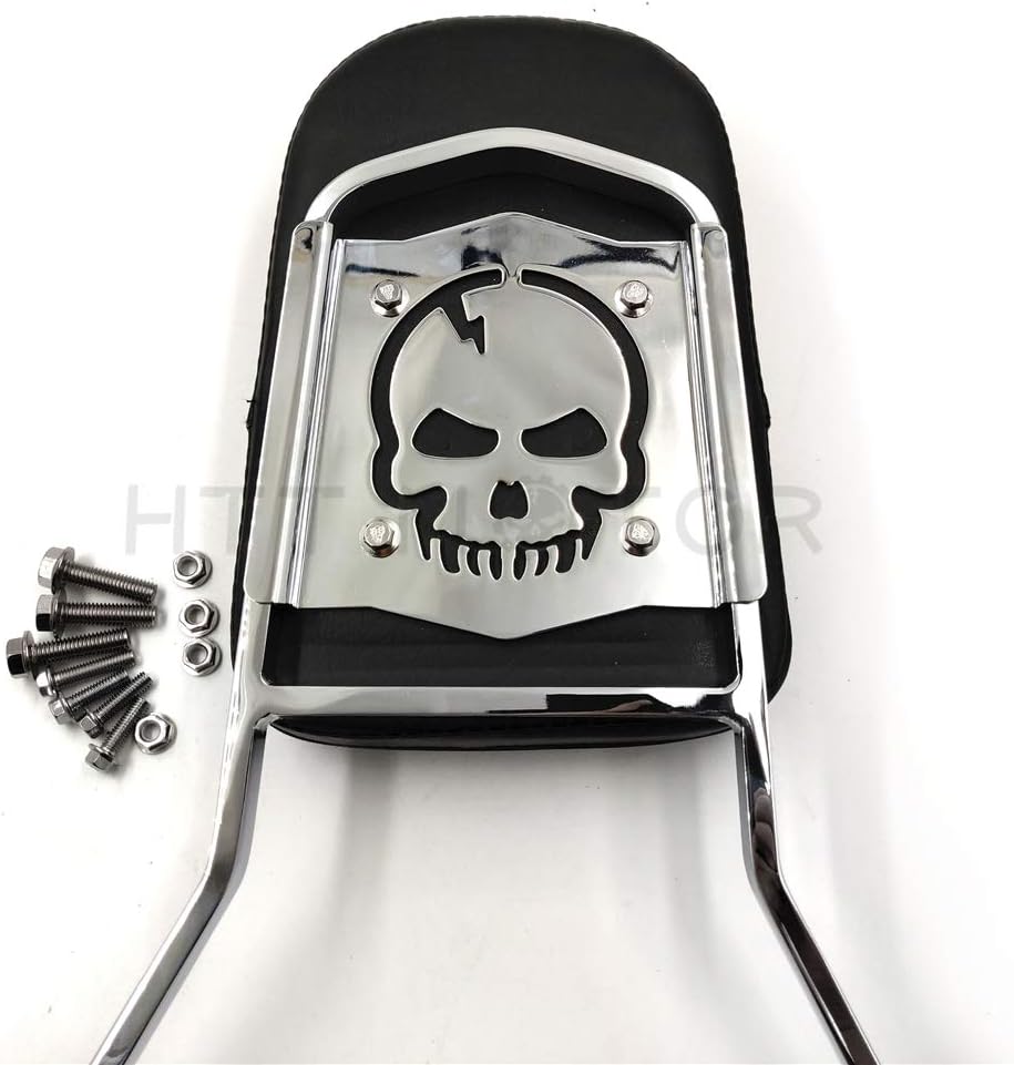 HTTMT MT140+SS001-SA- Chrome Flame Backrest Sissy Bar Pad Compatible with Suzuk Boulevard C90/VL1500 Intruder
