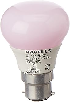 Havells Rojo 3W LED B22 Pink Bulb|Cool Day Light|Energy Efficient|Elegant Design|Upto 15000 Hours of Lighting|Upto 4KV Surge Protection |Made in India|Pack of 1