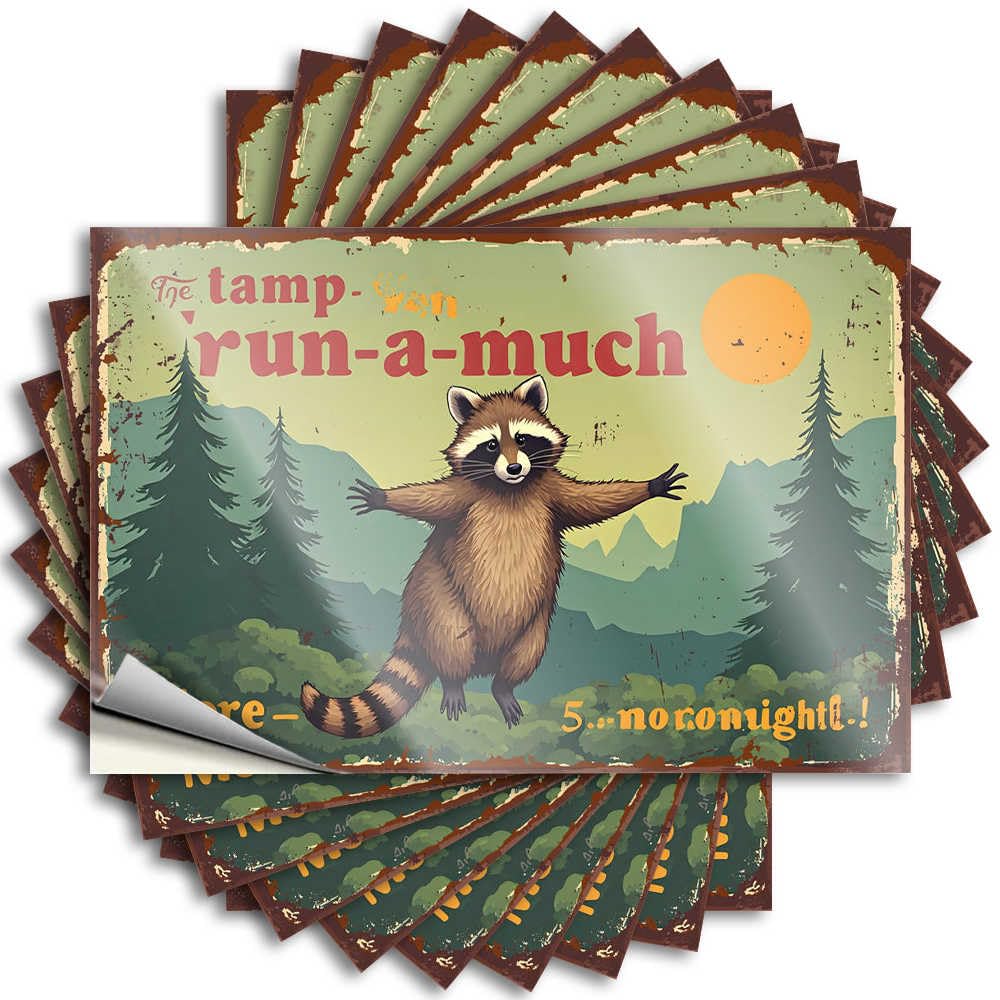 Stickers Front Porch Fall Decor Outside Porch Peel and Stick - Raccoon Adventure: Run-a-Much in The Forest Tumbler Unique Waterproof Vinyl for Texas(8X12CM)