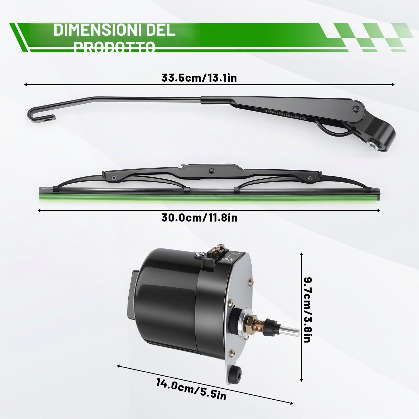 KAOLALI Motore tergicristallo universale 12 V 105° con braccio tergicristallo per trattore, camper, roulotte, barche da pesca, trattori