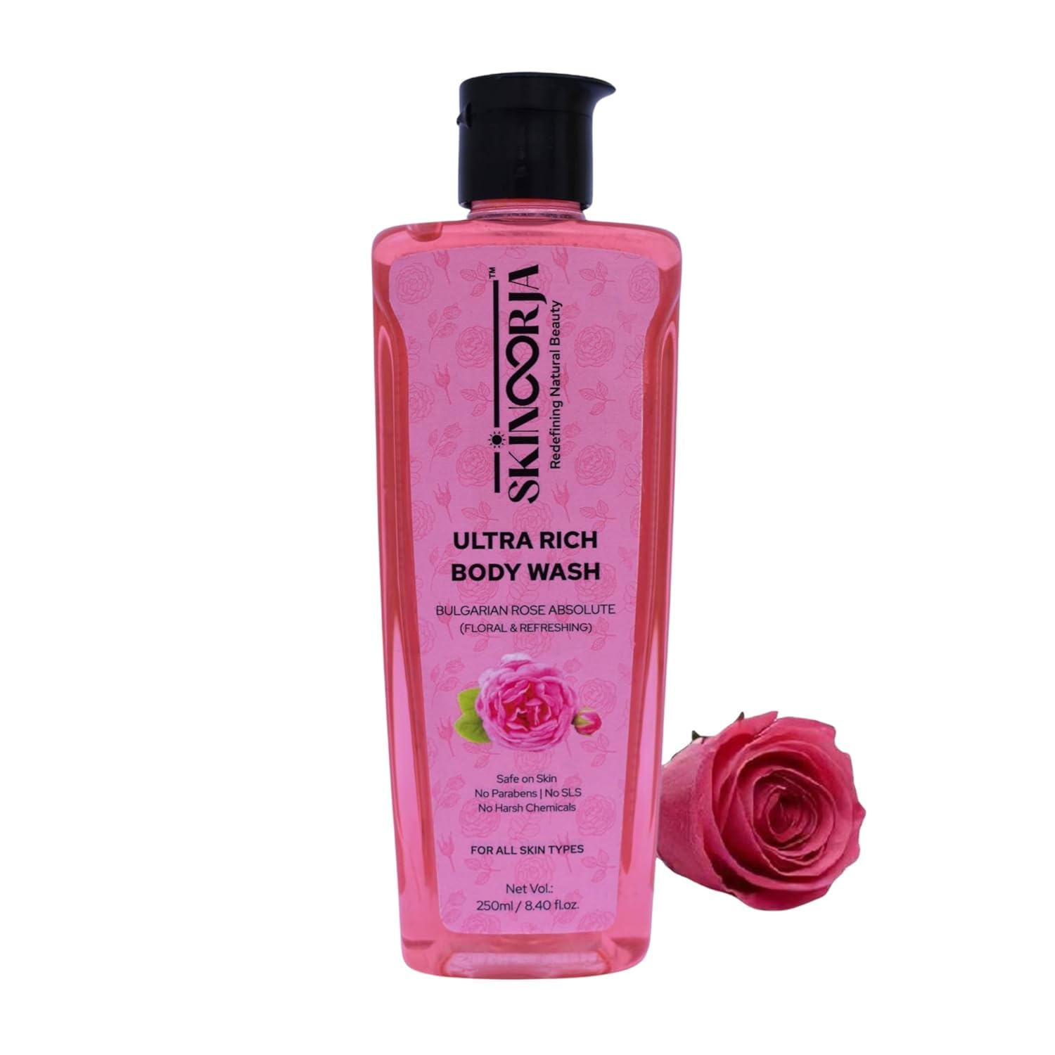 BEMT Ultra-Rich Body Wash Bulgarian Rose Refreshing Floral Scent Gentle Hydrating Cleanser with Rose Water Aloe Vera Honey