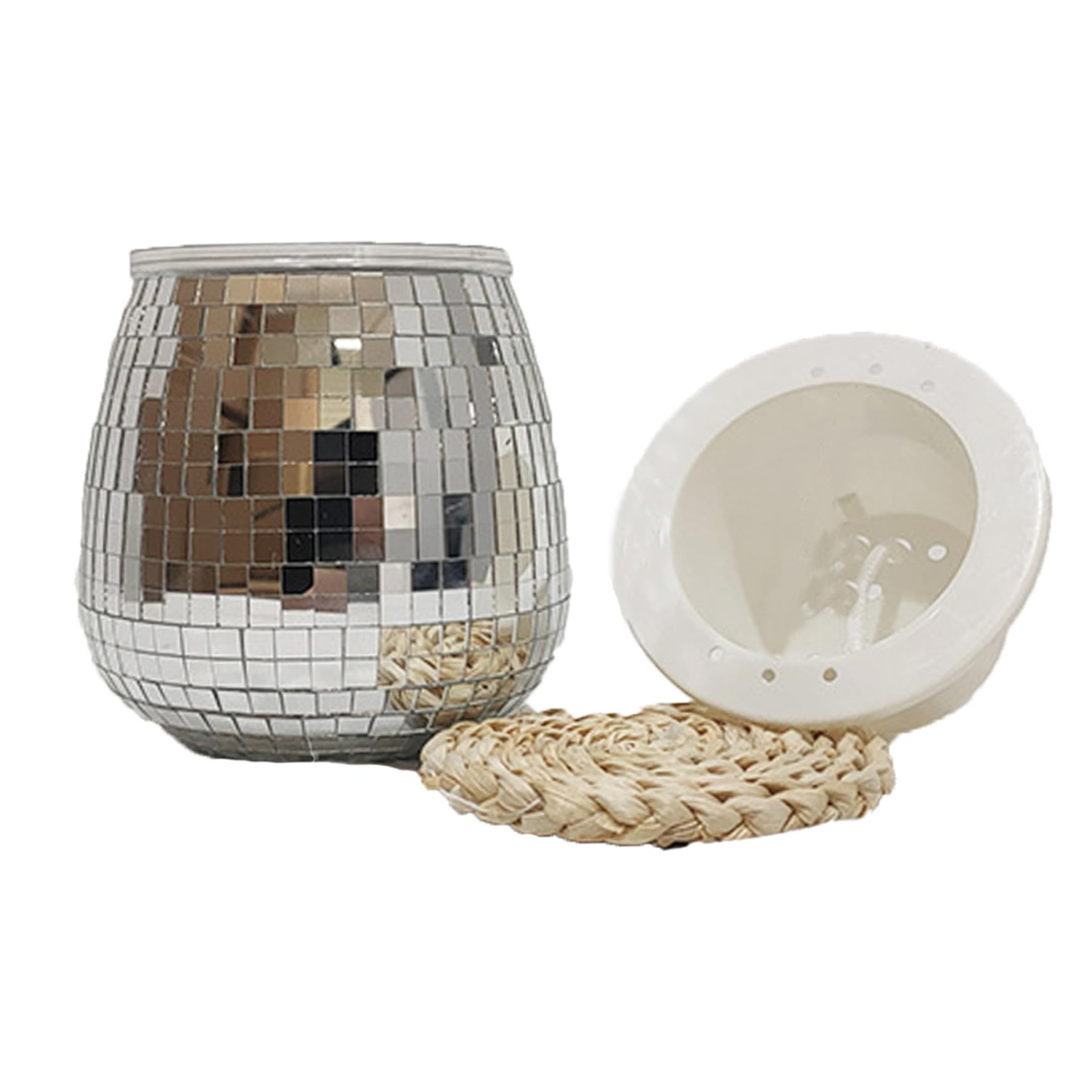 Fkngcp Silver Disco Ball Planter, Glitter Mirror Disco Ball Vase, Breathable Planter With Drain Tray, Vases For Centerpieces Home Office