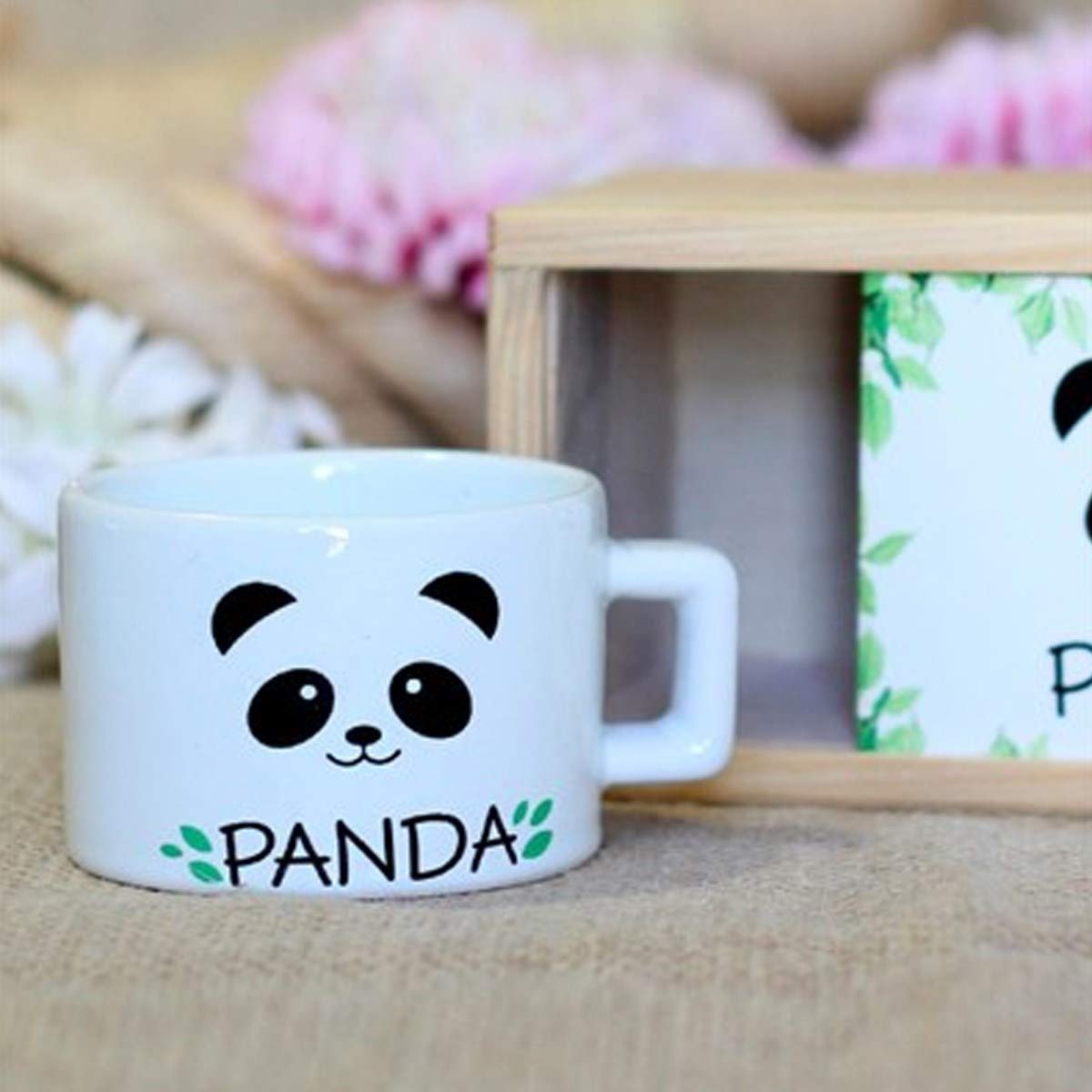 giftmoda Ahşap Kutusunda Sevimli Panda Kupa Bardak