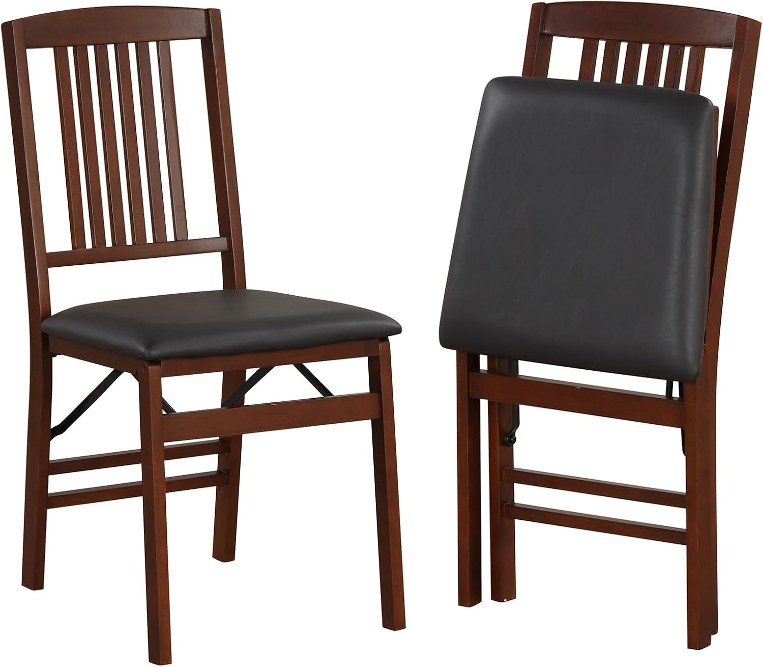GOFLAME Folding Dining Chairs Set of 2, Foldable Chairs with Padded Seat and Rubber Wood Legs, 2 Pack Armless Kitchen Side Chairs for Living Room, Dining Room, Restaurant
