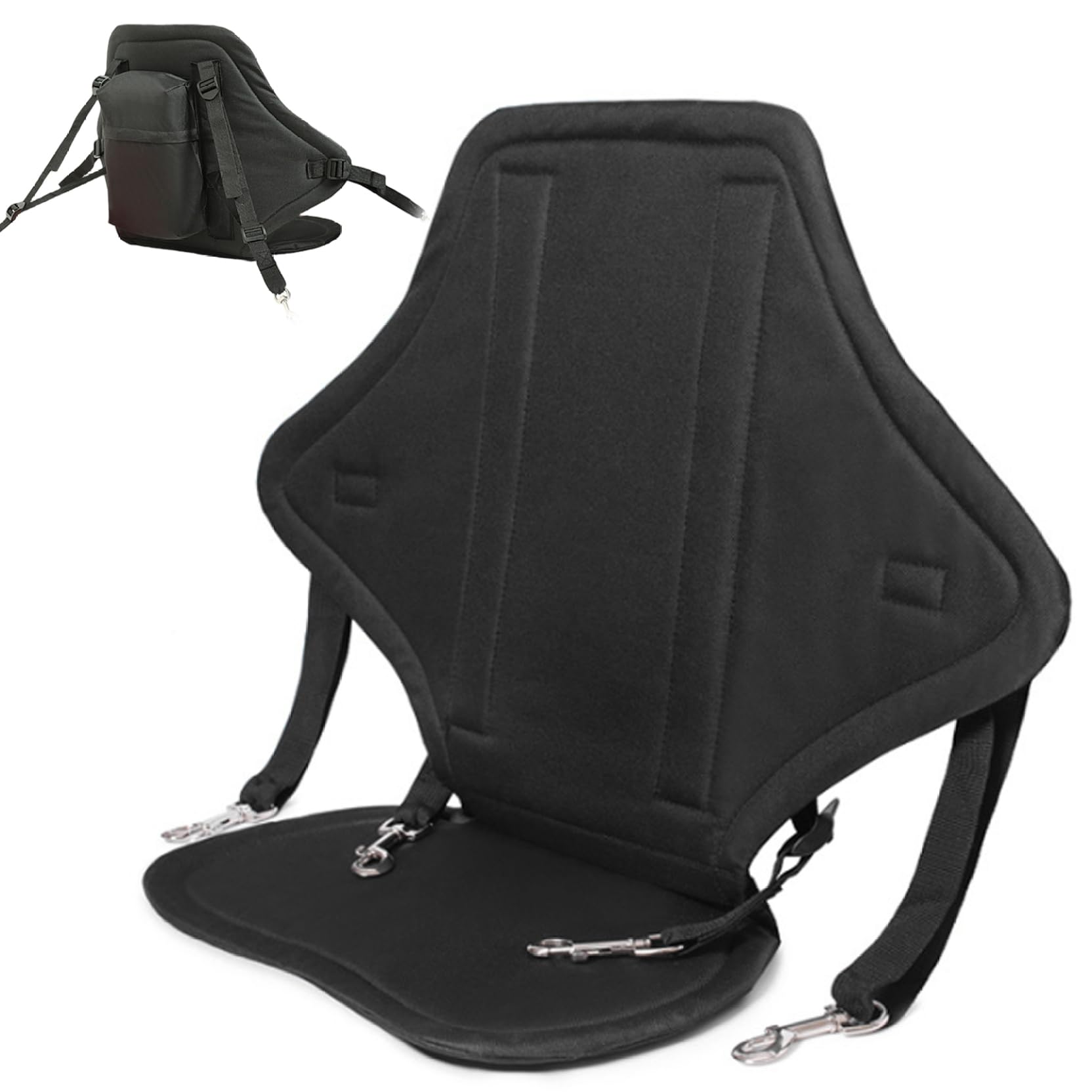 Siège de kayak avec support dorsal Siège de planche à pagaie/canoë réglable en nylon avec mousquetons et sac rangement Accessoires kayak réutilisables détachables planche à pagaie