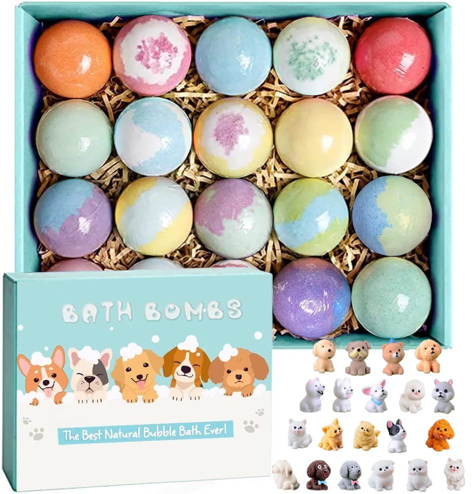 Kottke Kids Bath Bombs With Surprise Inside For Girls And Toddlers 20 Pack Organic Bath Bombs For Kids With Puppy Dolls Inside, Bath Fizzies