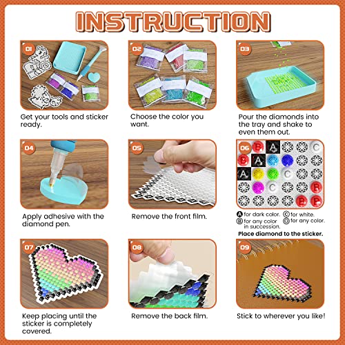 Artdot Diamond Painting Stickers Kits Diamond Art For Kids, 38Pcs Freestyle Diamond Painting Kits For Kids Ages 6-12, Gem Arts And Crafts Toys Gift For Girls And Boys #TOP6