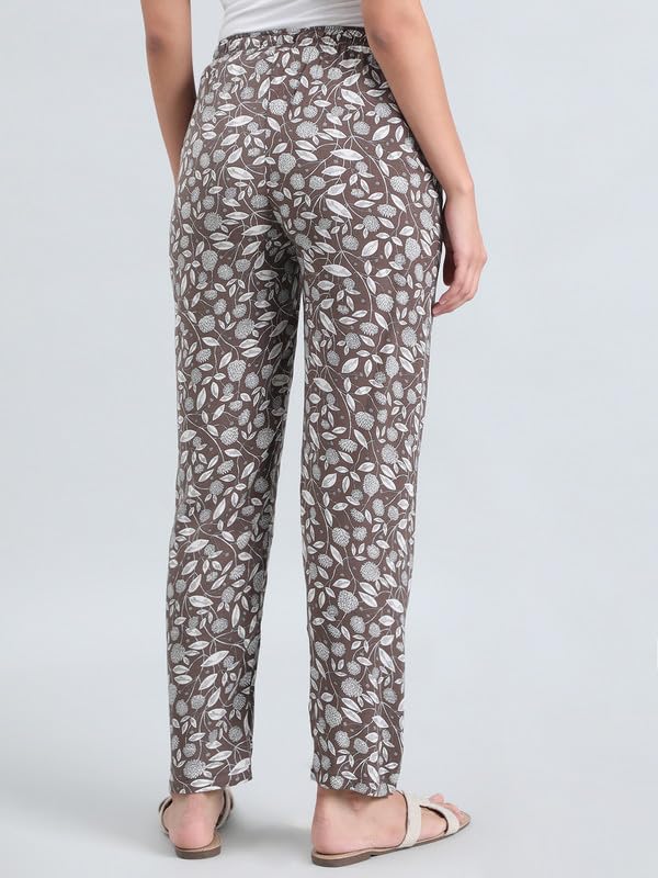 Image of GO COLORS Women Printed Woven Viscose Mid Rise Lounge Pants