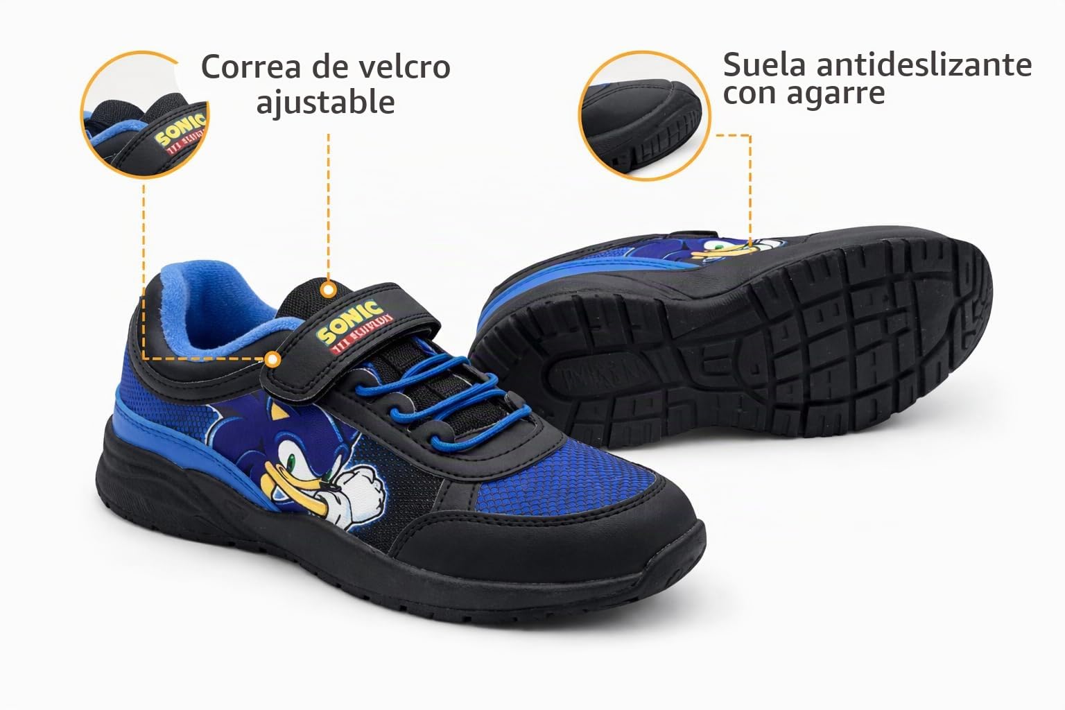 Sonic The Hedgehog Zapatillas niños o niñas, Azul, Tamano 26-34 EU