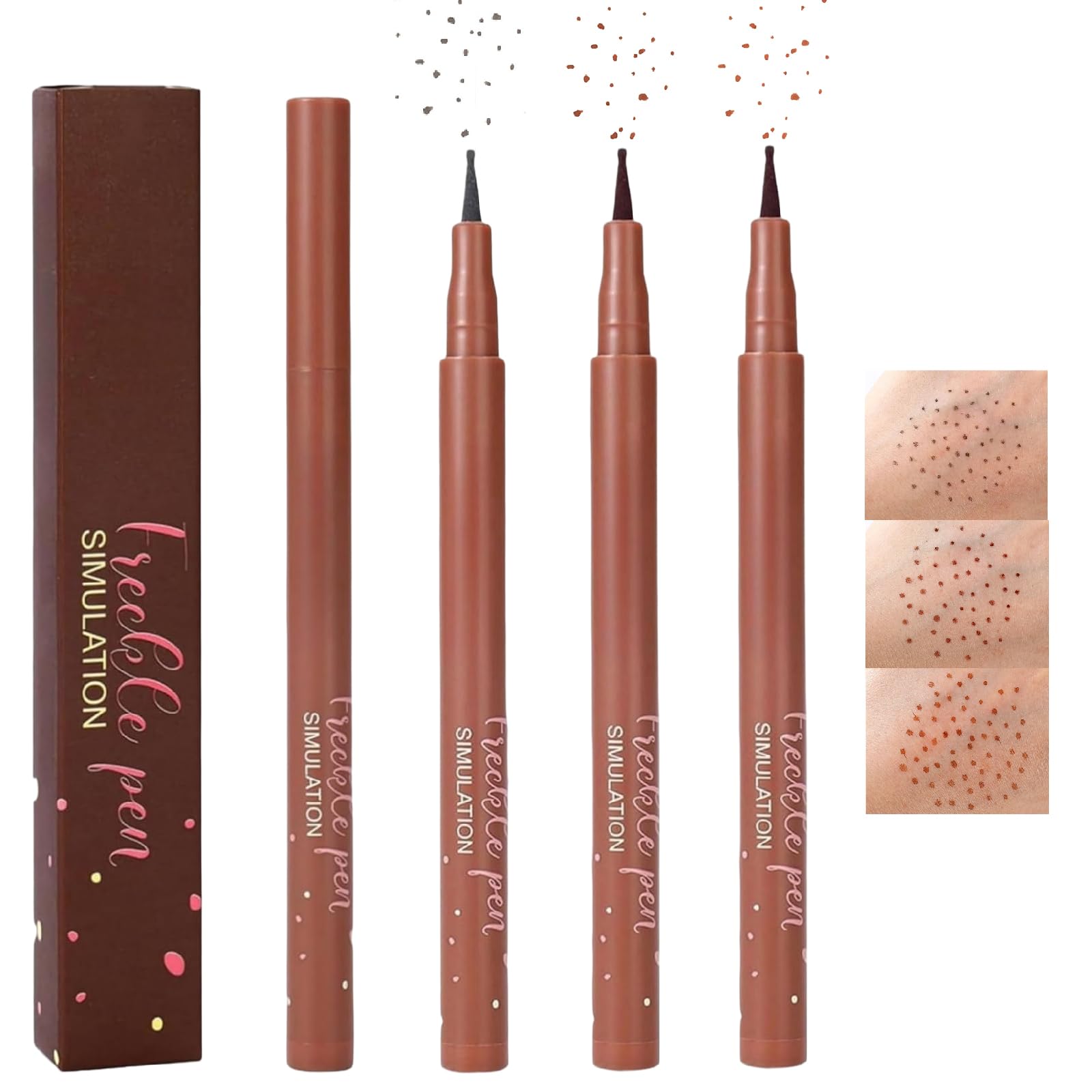 Freckle Simulation Makeup Pens Set, Fine Tip for Realistic Sun-Kissed Dots, Three Shades Kit in Dark, Medium