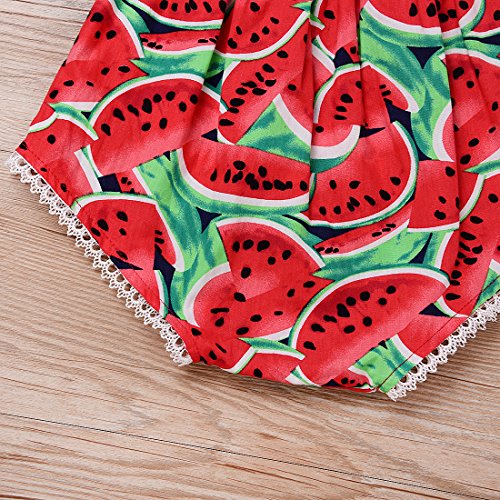 Newborn Baby Girls Watermelons Printed Ruffle Bodysuit with Headband4