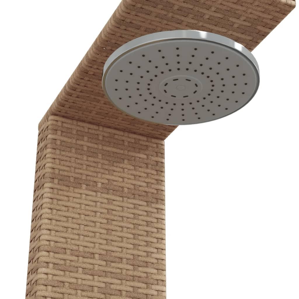 vidaXL Ducha de Exterior, Ducha con Rociador Giratorio, Ducha para Piscina, Mueble para Patio Jardín, Ratán PE y Madera Acacia Beige