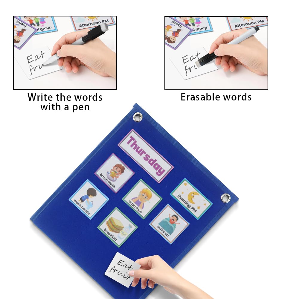 Visual Schedule for Kids Autism & ADHD - Daily Routine Chart with 107 PECS Cards, Now & Next Board for Home & Preschool Learning, Sensory-Friendly Magnetic Timetable for Behavior Management - Image 3