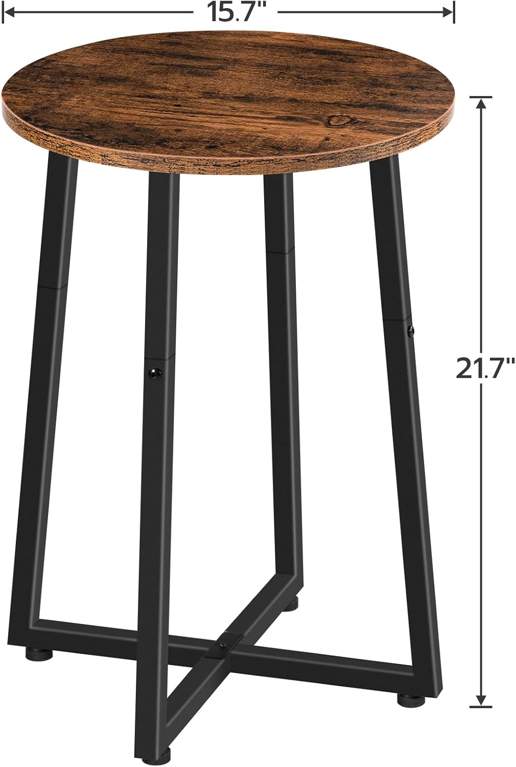 HOOBRO End Table with Charging Station and Round Side Table Bundle, 3-Tier Nightstand with Adjustable Shelf, Round Accent End Table with Sturdy X-Shaped Metal Frame, Rustic Brown BF112BZ01-BF95BZ01