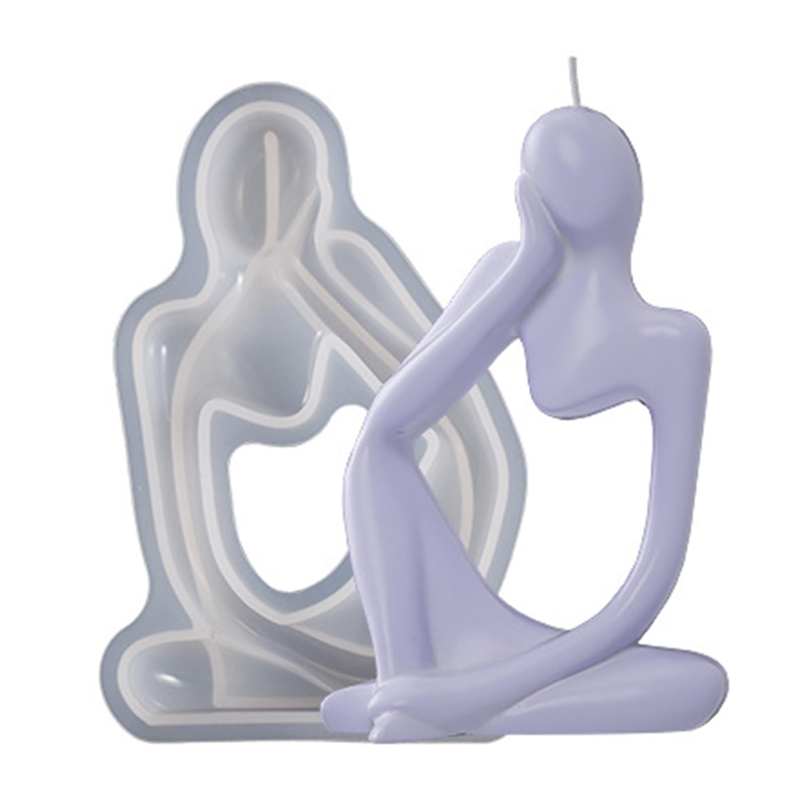 Grebest Body Candle Molds,Non-Stick & Reusable DIY Resin Soap Silicone Mold,2D Thinker Portrait Aromatherapy Plaster Moulds for Body Art & Wax Mold Craft B