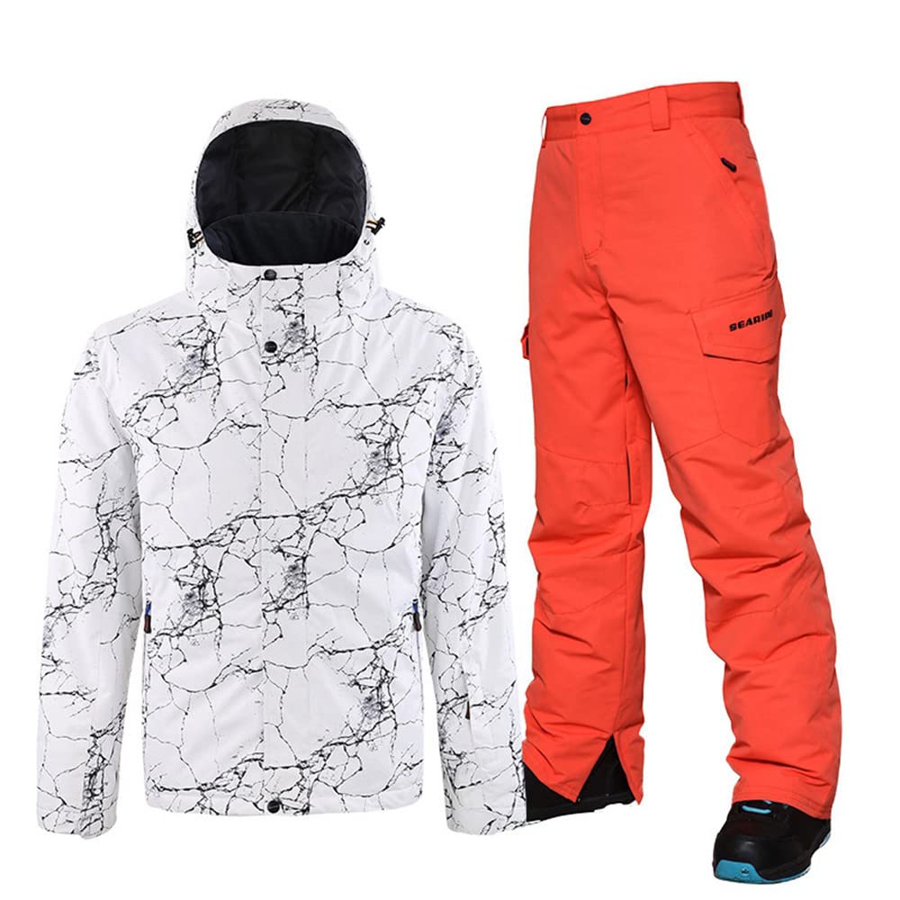 HOTIANMen's Ski Jacket and Pants Set Snowboard Suit Waterproof SOutdoor Winter Snow Jackets Windproof Mountain Snowsuit