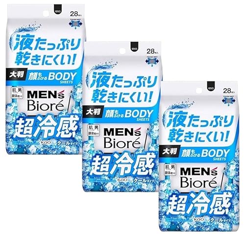 メン ズビ オレ 顔もふけるボディシート 超冷感 28枚入 × 各種類 3セット (超冷感)