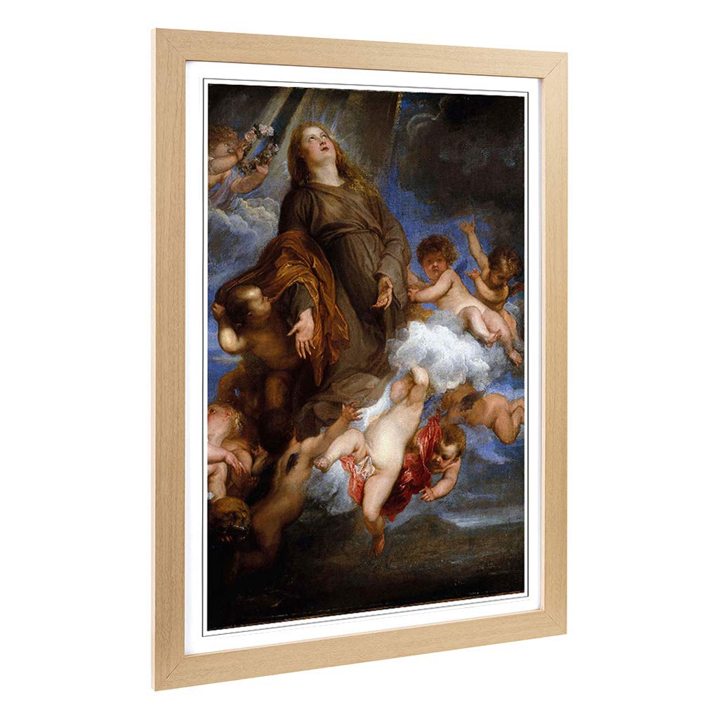 Big Box Art Framed Print of Anthony Van Dyck Saint Rosalie in Glory 2 Design | Wall Art Picture | Home Decor for Kitchen, Living Room, Bedroom, Hallway, Oak, A2 / 24.5x18 Inch / 62x45cm