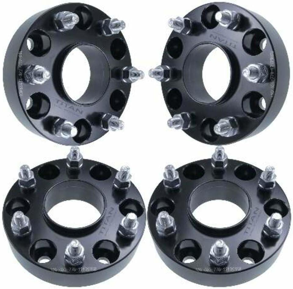 2" 6x5.5 Hubcentric Wheel Spacers - Fits GMC Sierra Yukon Denali Yukon XL - 2 Inch (50mm), 6x139.7, 78.1mm Hub, 14x1.5 Studs - Set of 4 - Black