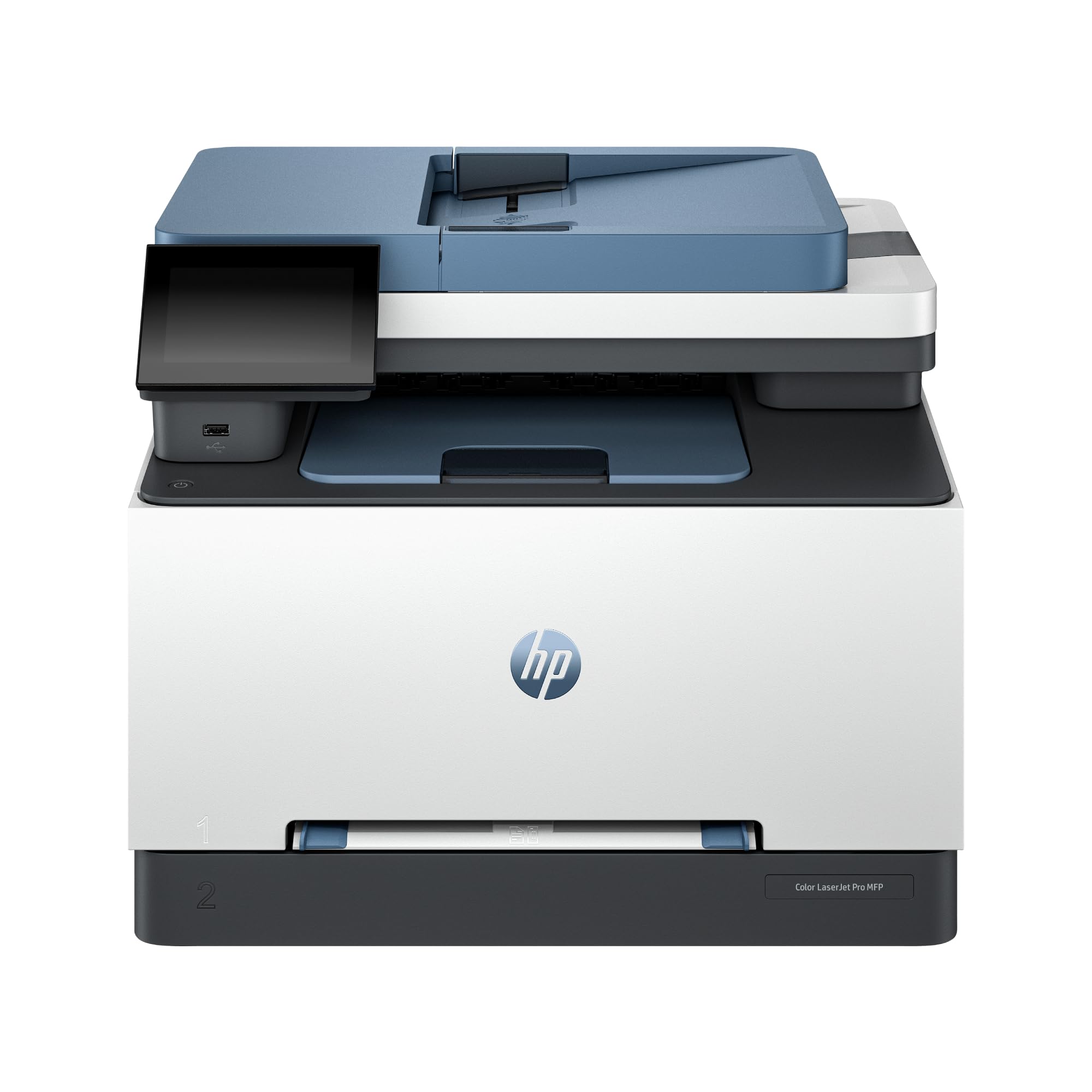 HP Color LaserJet Pro 3302fdw 499Q8F, Impresora Laser A4 Multifunción Doble Cara automática, Escaner, Copiadora, Fax (25ppm, Wi-Fi Direct, Procesador 1,2GHz, Memoria 512MB, Smart App) Blanca y Azul Blue Angel