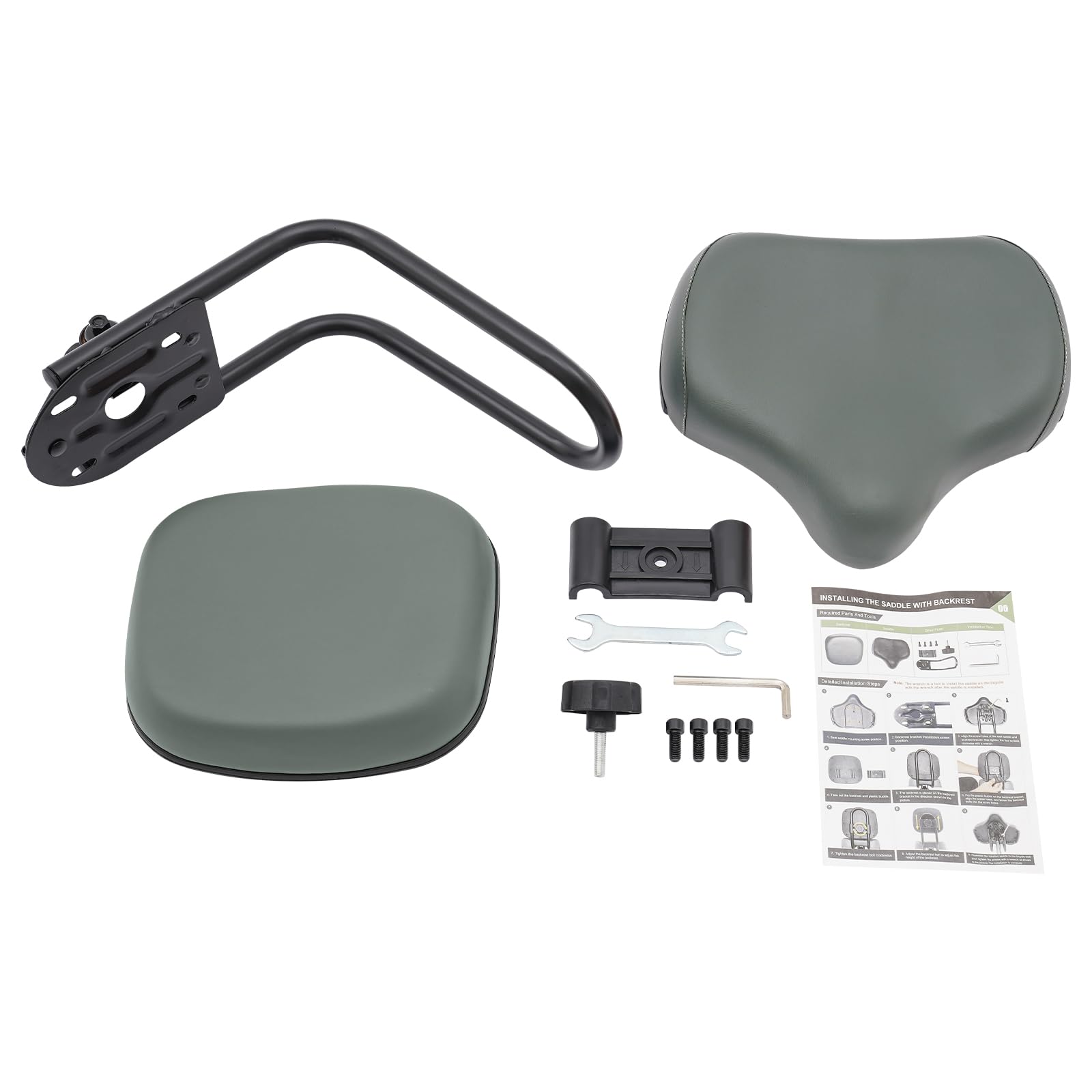 Selle de Vélo avec Dossier Gris - Siège Confortable pour Tricycle & Vélos Électriques - Hauteur Réglable - Hommes, Femmes & Séniors