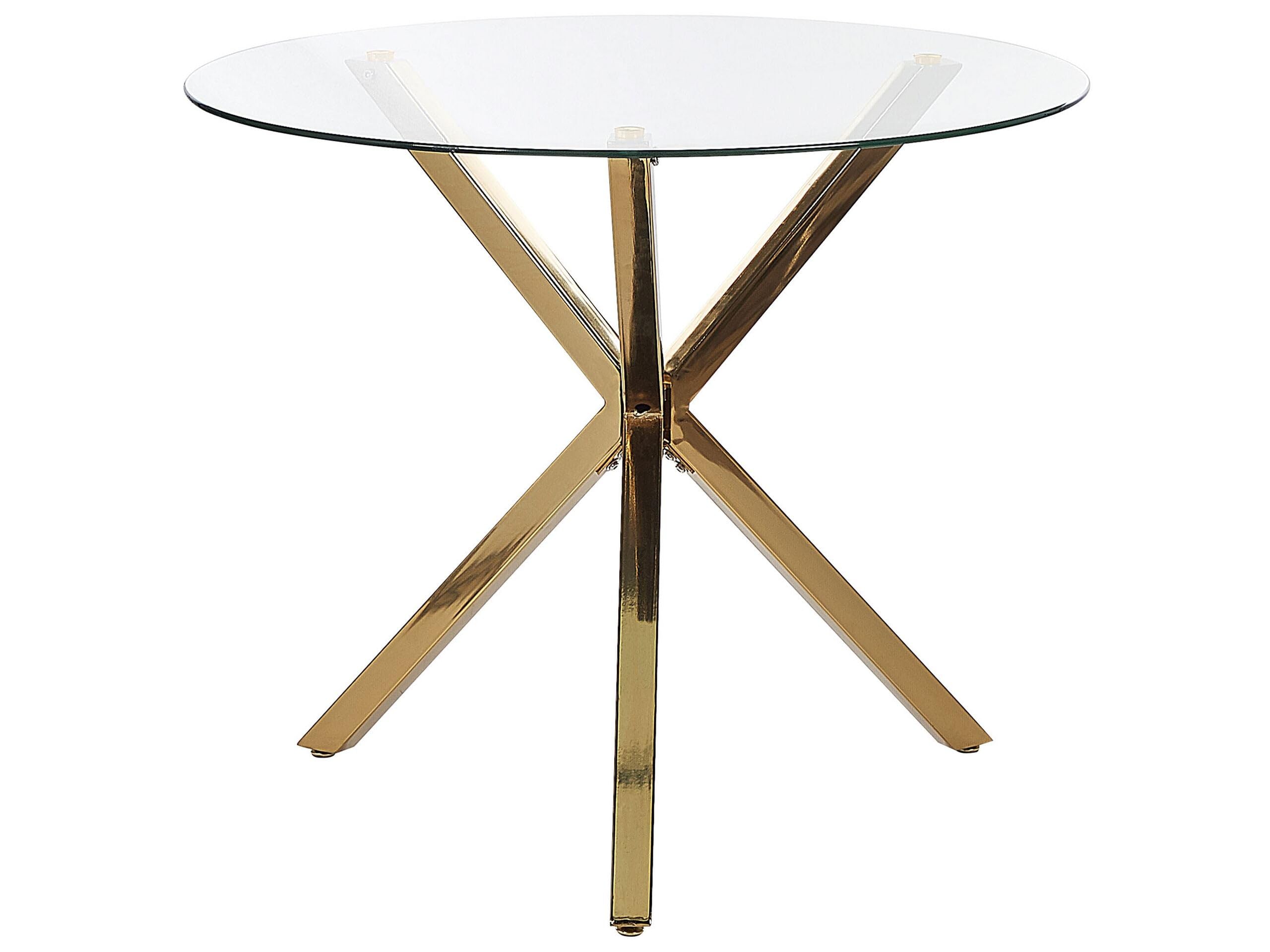 Tavolo da pranzo rotondo moderno glam ⌀ 90 cm 4 persone piano in vetro temperato Oro