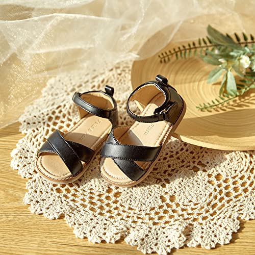 Image of Felix & Flora Toddler Girl Sandals - Flower Girl Dress Shoes Open Toe Little Kid Flats