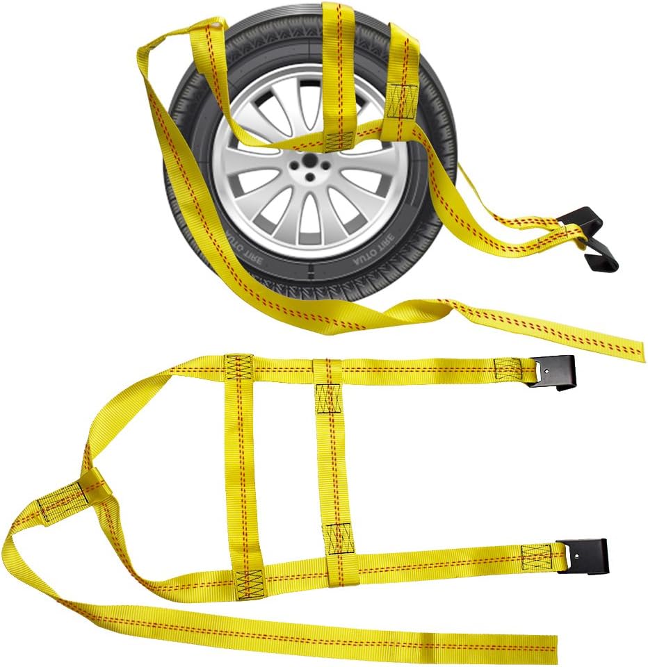 BANG4BUCK 2 Pieces 5ft Universal Adjustable Tie Down Tow Dolly Basket Straps for Demco Kar Kaddy Dollys 10,000 lb Strength with 2 Flat Hooks